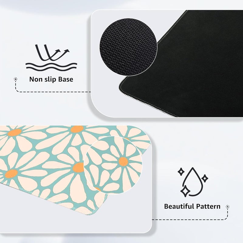 iCasso Desk Mat, XXL Large Mouse Pad, Anti-Slip Big Mousepad with Stitched Edges, Work & Gaming (Green Floral) - Image 4